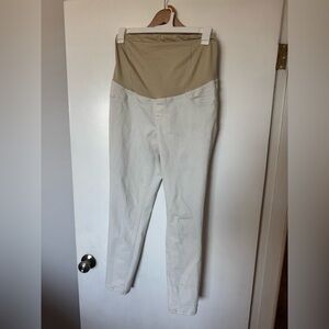 Isabel Maternity White Over Belly Pull On Skinny Jeans